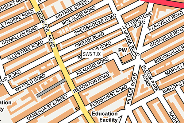 SW6 7JX map - OS OpenMap – Local (Ordnance Survey)