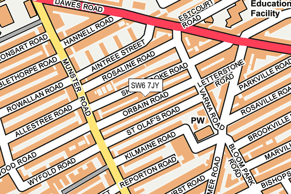 SW6 7JY map - OS OpenMap – Local (Ordnance Survey)