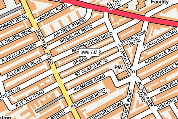 SW6 7JZ map - OS OpenMap – Local (Ordnance Survey)