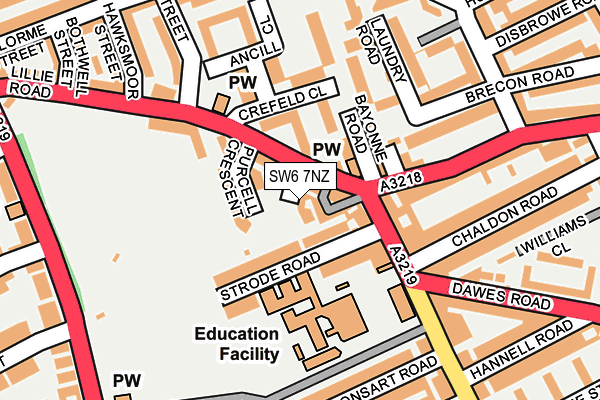 SW6 7NZ map - OS OpenMap – Local (Ordnance Survey)