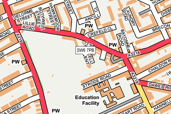 SW6 7PB map - OS OpenMap – Local (Ordnance Survey)