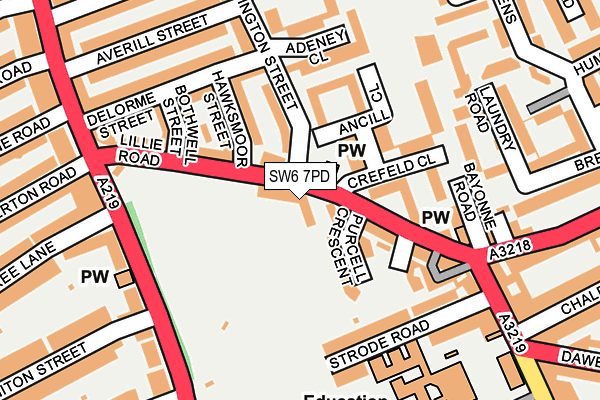 SW6 7PD map - OS OpenMap – Local (Ordnance Survey)