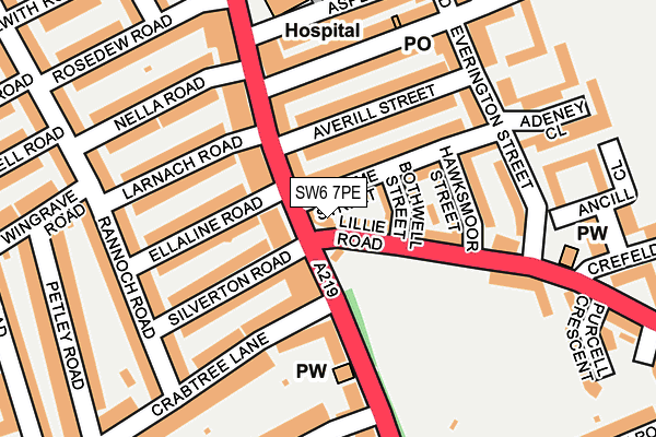 SW6 7PE map - OS OpenMap – Local (Ordnance Survey)