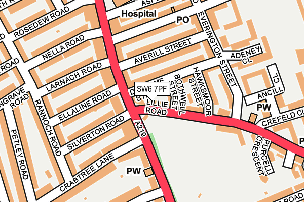 SW6 7PF map - OS OpenMap – Local (Ordnance Survey)