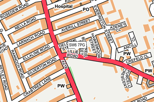 SW6 7PG map - OS OpenMap – Local (Ordnance Survey)