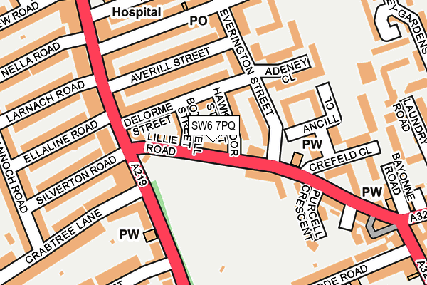 SW6 7PQ map - OS OpenMap – Local (Ordnance Survey)