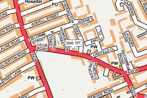 SW6 7PT map - OS OpenMap – Local (Ordnance Survey)