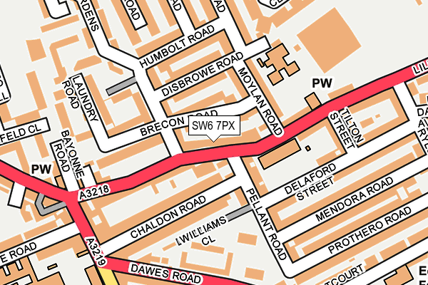 SW6 7PX map - OS OpenMap – Local (Ordnance Survey)