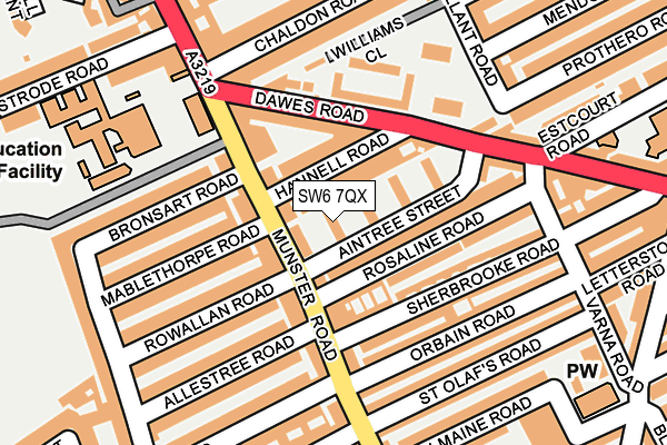 SW6 7QX map - OS OpenMap – Local (Ordnance Survey)