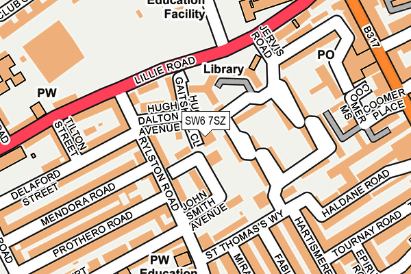 SW6 7SZ map - OS OpenMap – Local (Ordnance Survey)
