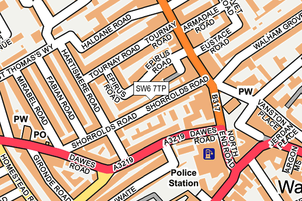 SW6 7TP map - OS OpenMap – Local (Ordnance Survey)