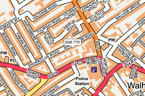 SW6 7TR map - OS OpenMap – Local (Ordnance Survey)