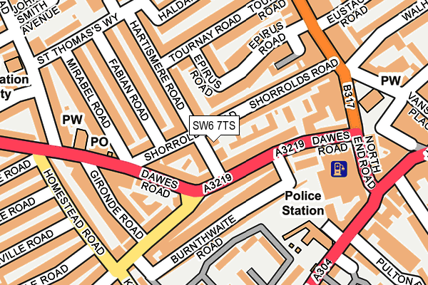 SW6 7TS map - OS OpenMap – Local (Ordnance Survey)