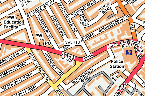 SW6 7TU map - OS OpenMap – Local (Ordnance Survey)