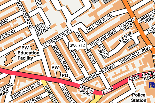 SW6 7TZ map - OS OpenMap – Local (Ordnance Survey)