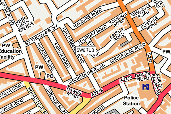 SW6 7UB map - OS OpenMap – Local (Ordnance Survey)