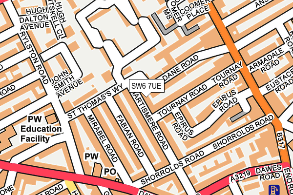 SW6 7UE map - OS OpenMap – Local (Ordnance Survey)