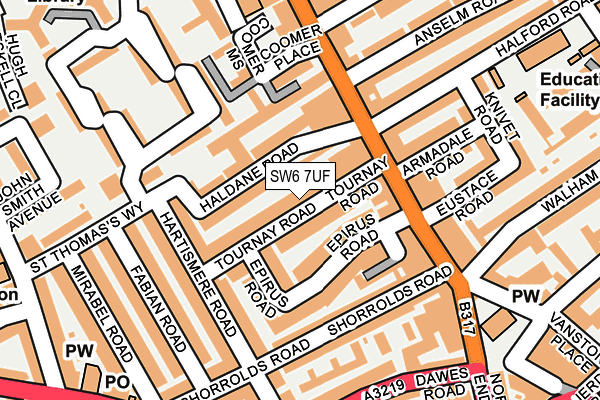 SW6 7UF map - OS OpenMap – Local (Ordnance Survey)