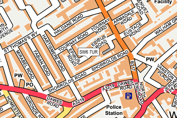 SW6 7UR map - OS OpenMap – Local (Ordnance Survey)