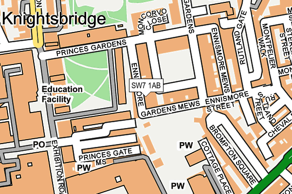 SW7 1AB map - OS OpenMap – Local (Ordnance Survey)