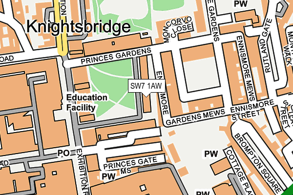 SW7 1AW map - OS OpenMap – Local (Ordnance Survey)