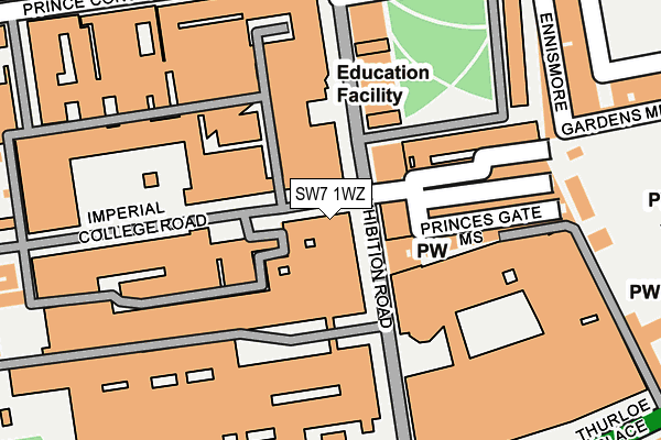 SW7 1WZ map - OS OpenMap – Local (Ordnance Survey)