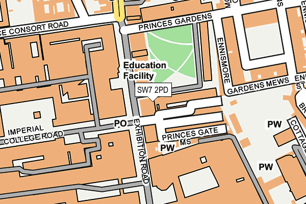 SW7 2PD map - OS OpenMap – Local (Ordnance Survey)