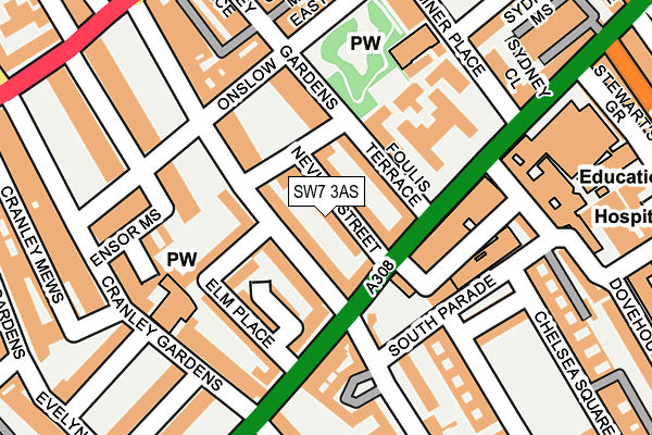 SW7 3AS map - OS OpenMap – Local (Ordnance Survey)