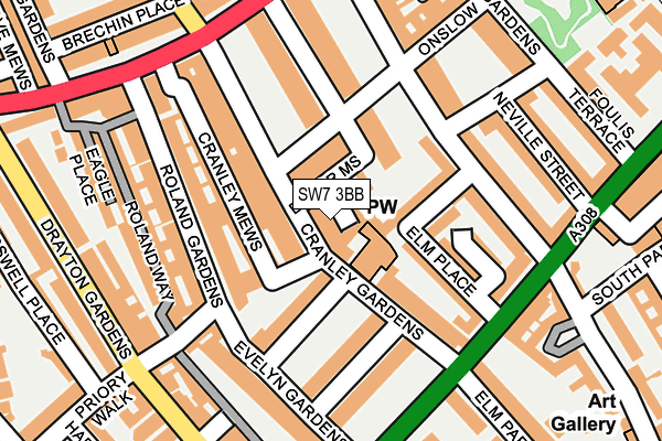 SW7 3BB map - OS OpenMap – Local (Ordnance Survey)