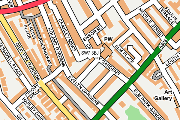 SW7 3BJ map - OS OpenMap – Local (Ordnance Survey)