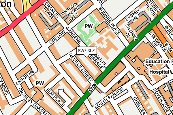 SW7 3LZ map - OS OpenMap – Local (Ordnance Survey)
