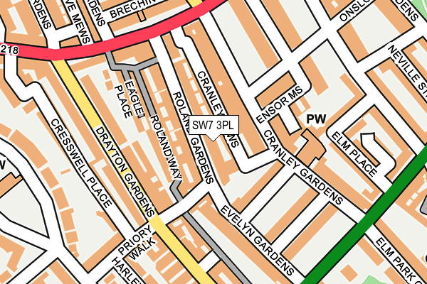 SW7 3PL map - OS OpenMap – Local (Ordnance Survey)