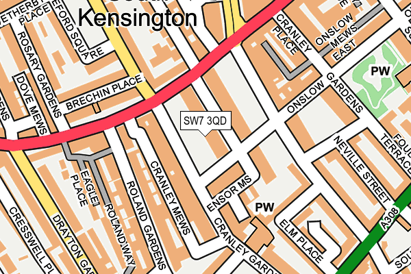 SW7 3QD map - OS OpenMap – Local (Ordnance Survey)