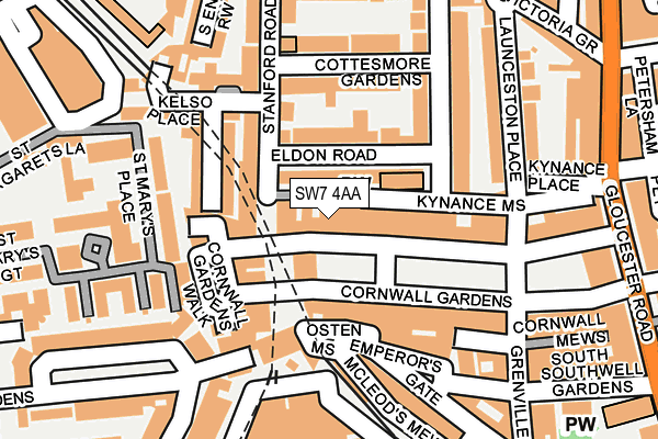 SW7 4AA map - OS OpenMap – Local (Ordnance Survey)