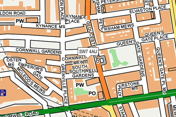 SW7 4AU map - OS OpenMap – Local (Ordnance Survey)