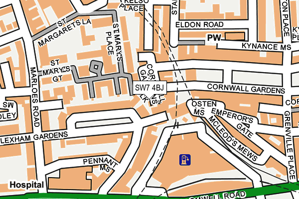 SW7 4BJ map - OS OpenMap – Local (Ordnance Survey)