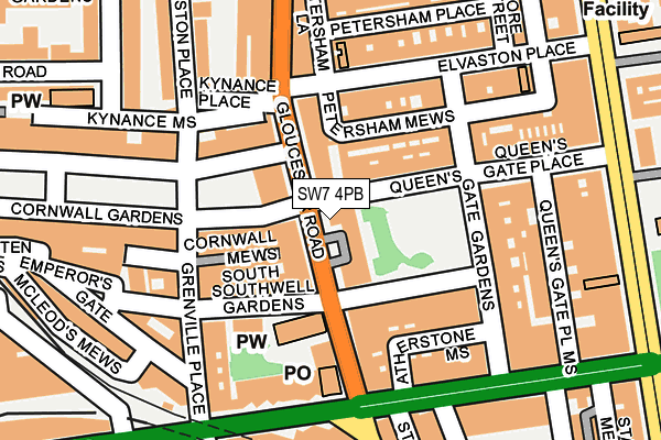 SW7 4PB map - OS OpenMap – Local (Ordnance Survey)