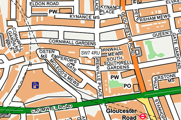 SW7 4RU map - OS OpenMap – Local (Ordnance Survey)