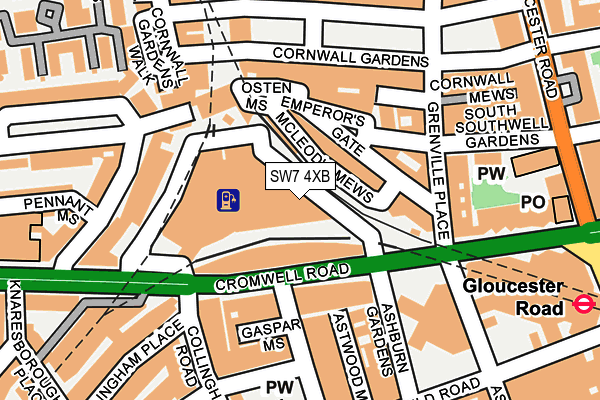 SW7 4XB map - OS OpenMap – Local (Ordnance Survey)