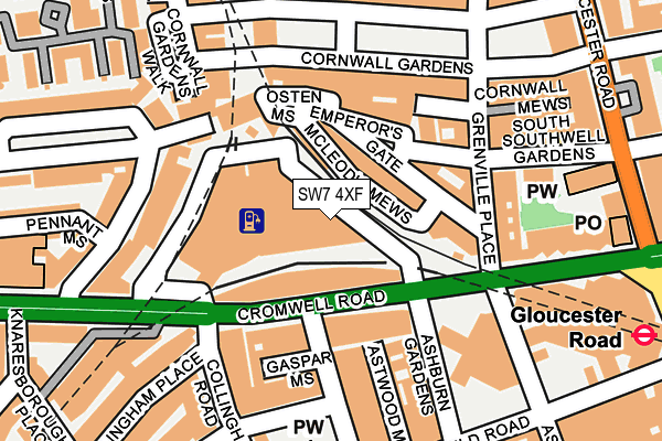 SW7 4XF map - OS OpenMap – Local (Ordnance Survey)