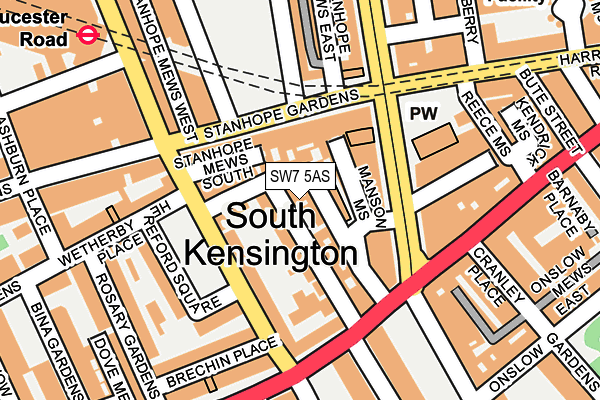 SW7 5AS map - OS OpenMap – Local (Ordnance Survey)