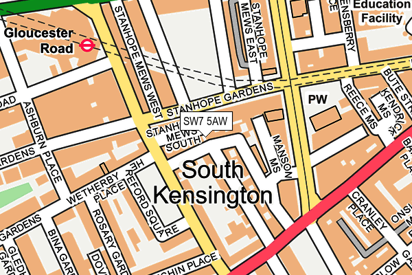 SW7 5AW map - OS OpenMap – Local (Ordnance Survey)