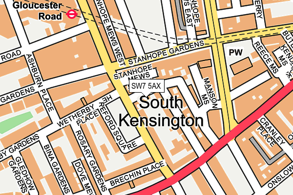 SW7 5AX map - OS OpenMap – Local (Ordnance Survey)