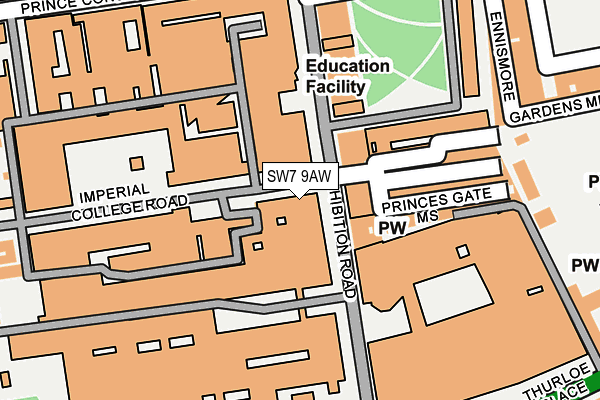 SW7 9AW map - OS OpenMap – Local (Ordnance Survey)