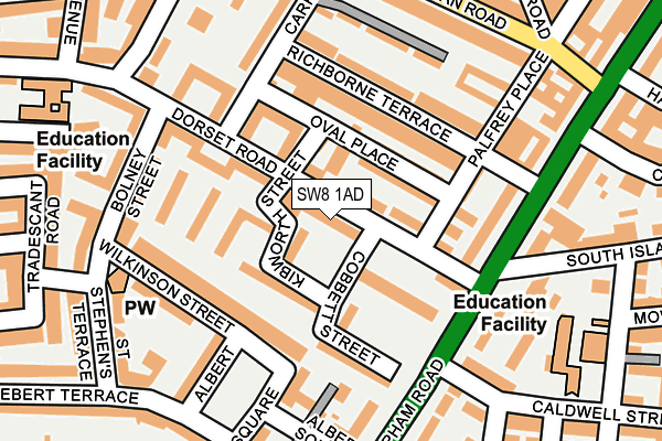 SW8 1AD map - OS OpenMap – Local (Ordnance Survey)