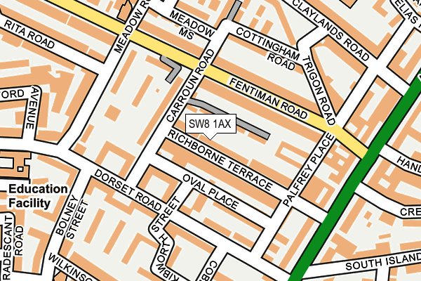 SW8 1AX map - OS OpenMap – Local (Ordnance Survey)