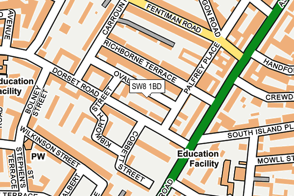 SW8 1BD map - OS OpenMap – Local (Ordnance Survey)