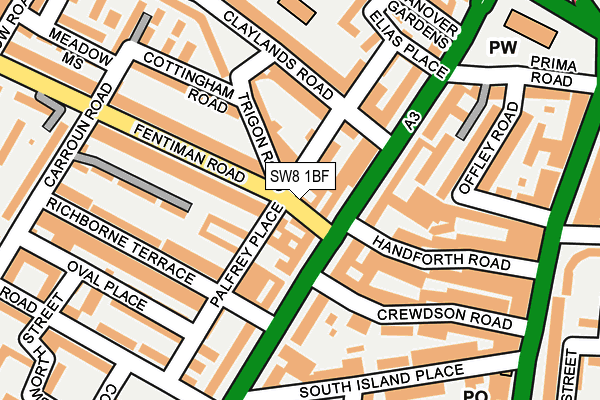 SW8 1BF map - OS OpenMap – Local (Ordnance Survey)