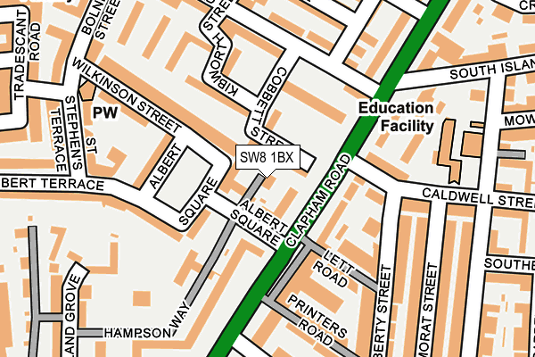 SW8 1BX map - OS OpenMap – Local (Ordnance Survey)