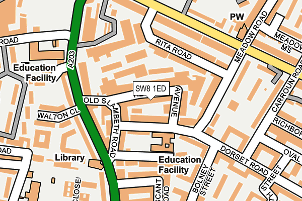 SW8 1ED map - OS OpenMap – Local (Ordnance Survey)